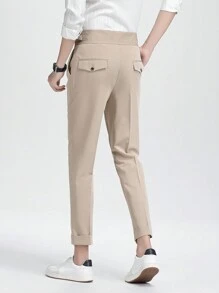 Slim Fit Suit Pants With Slanted Pockets For Men ﻿ - Khaki - View 3