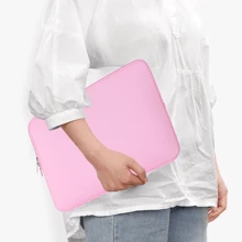纯色笔记本电脑内胆包保护性软垫拉链套便携电脑包适用于 11.6/12.5/13.3/14/15.4/15.6 英寸笔记本电脑/平板电脑（粉色） - 粉色 - 查看 7