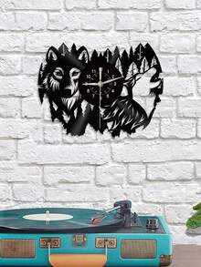 1 pieza Reloj de pared de disco de vinilo, reloj de pared con tema de lobo, reloj silencioso, para cumpleaños, para sala de estar, dormitorio, decoración del hogar, decoración de cocina y oficina, regalo del Día de la Madre, temporada de primavera, graduación escolar - 30 cm/12 pulgadas - Ver 9