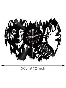 1 pieza Reloj de pared de disco de vinilo, reloj de pared con tema de lobo, reloj silencioso, para cumpleaños, para sala de estar, dormitorio, decoración del hogar, decoración de cocina y oficina, regalo del Día de la Madre, temporada de primavera, graduación escolar - 30 cm/12 pulgadas - Ver 2