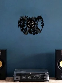 1 pieza Reloj de pared de disco de vinilo, reloj de pared con tema de lobo, reloj silencioso, para cumpleaños, para sala de estar, dormitorio, decoración del hogar, decoración de cocina y oficina, regalo del Día de la Madre, temporada de primavera, graduación escolar - 30 cm/12 pulgadas - Ver 7