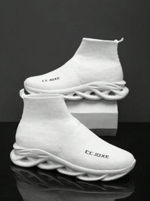 Baskets décontractées mi-hautes pour hommes, nouvelles chaussures de sport légères et souples pour le printemps/automne 2024, chaussures de course respirantes pour les voyages - Blanc - Voir 2