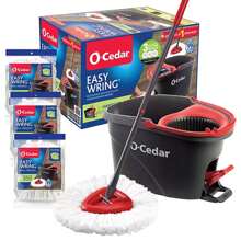 O-Cedar EasyWring Spin Mop & Bucket System With 3 Extra Refills, New Year Cleaning Kit, Household Essentials