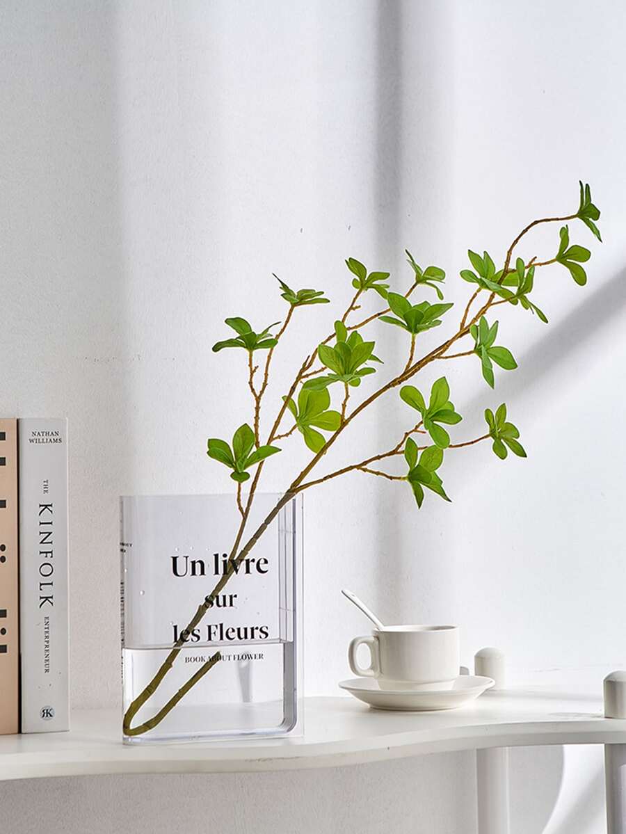 Transparent Book Shaped Flower Vase, Decorative Clear Glass Floral Container, Table Centerpiece, Plant Pot, Bud Vase - Blue - View 1