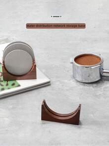 1pc, Espresso Coffee Filter Screen Holder Rack, Coffee Making Puck Screen Bracket Wooden Walnut Stand Rack, For RV Outdoor Camping Picnic Office Travel Coffee Maker Coffee Bar Accessories Back To School Supplies - Brown - View 3