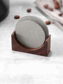 1pc, Espresso Coffee Filter Screen Holder Rack, Coffee Making Puck Screen Bracket Wooden Walnut Stand Rack, For RV Outdoor Camping Picnic Office Travel Coffee Maker Coffee Bar Accessories Back To School Supplies - Brown - View 4