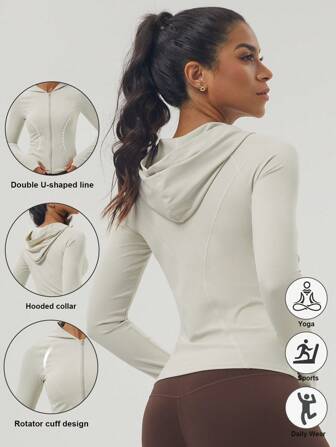 Sodalemon Women's Full Zip Up Hooded Sweatshirt Activewear Yoga Fitness Jacket With Thumb Holes