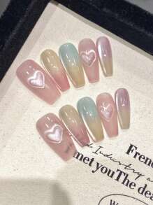 Instantly Enhance Your Style With This 10 Pcs Short SquareMilky White French Style Five-Pointed Star Rhinestone Nail Art Set. The Set Is Reusable And Comes With 1pc JellyGlue And 1pc Nail File.Suitable For Daily Wear, Travel. And Leisure Activities. Press On Nails Nail Supplies - Baby Pink - View 15