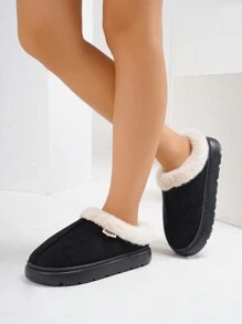 Women Fluffy Slippers Winter Closed-Toe 2024 New Thick Bottom Anti-Slip Fluffy Lining Warm Slippers, Men Soft Comfortable Cozy Coral Velvet Modern Minimalist Stylish Cute Cushioned Durable Fluffy Slippers