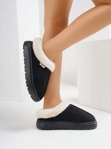 Women Fluffy Slippers Winter Closed-Toe 2024 New Thick Bottom Anti-Slip Fluffy Lining Warm Slippers, Men Soft Comfortable Cozy Coral Velvet Modern Minimalist Stylish Cute Cushioned Durable Fluffy Slippers