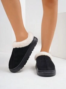 Women Fluffy Slippers Winter Closed-Toe 2024 New Thick Bottom Anti-Slip Fluffy Lining Warm Slippers, Men Soft Comfortable Cozy Coral Velvet Modern Minimalist Stylish Cute Cushioned Durable Fluffy Slippers