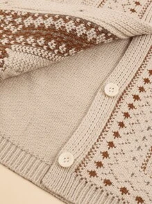 1pc Young Girl Cute Knitted Cardigan Sweater Vest, Suitable For Spring & Autumn - Beige - View 6