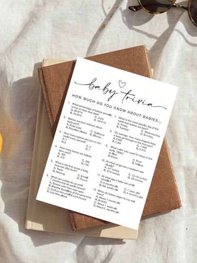 10/20张趣味迎婴派对游戏卡片，包含育儿知识问答、迎婴派对游戏和活动、趣味迎婴派对优惠券、性别揭晓游戏、独特迎婴派对卡片、圣诞主题