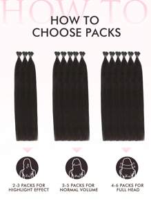 50片I型接发,1B自然黑,14-22英寸直发,角蛋白I型隐形接发 - S1B - 查看 9