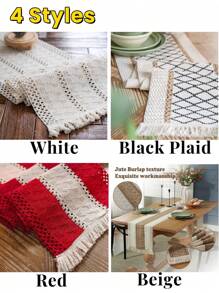 Caminho de mesa Boho Caminhos de mesa de macramê, para decoração de casa Caminho de mesa de macramê creme e marrom com borlas, para jantar Boho, decoração de quarto, chá de panela, decoração de mesa de outono