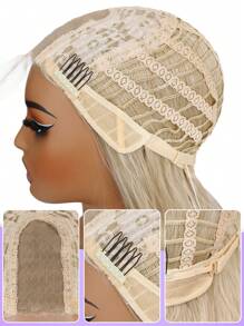 28 pulgadas sintético rizado de onda sutil textura largo pelo rizado extensión en dorado color - Dorado - Ver 7