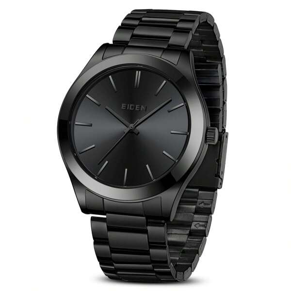 BIDEN 1 pièce Montre à quartz analogique avec bracelet en acier inoxydable imperméable, montre d'affaires simple pour hommes, cadeau