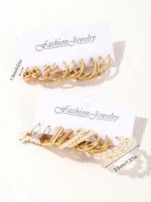 20pcs Fashion Faux Pearl Butterfly Design Women's Earrings Set, Simple Sweet Style Accessories, Suitable For Daily Wear Or As Holiday Gift - Gold - View 7