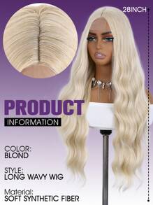 28 pulgadas sintético rizado de onda sutil textura largo pelo rizado extensión en dorado color - Dorado - Ver 4