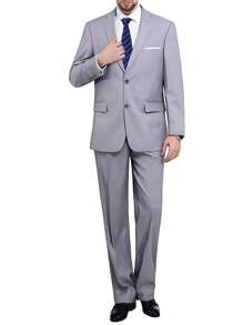 Furuyal 3pcs Men's Suit Set: Jacket, Pants, Tie - Light Grey - View 3