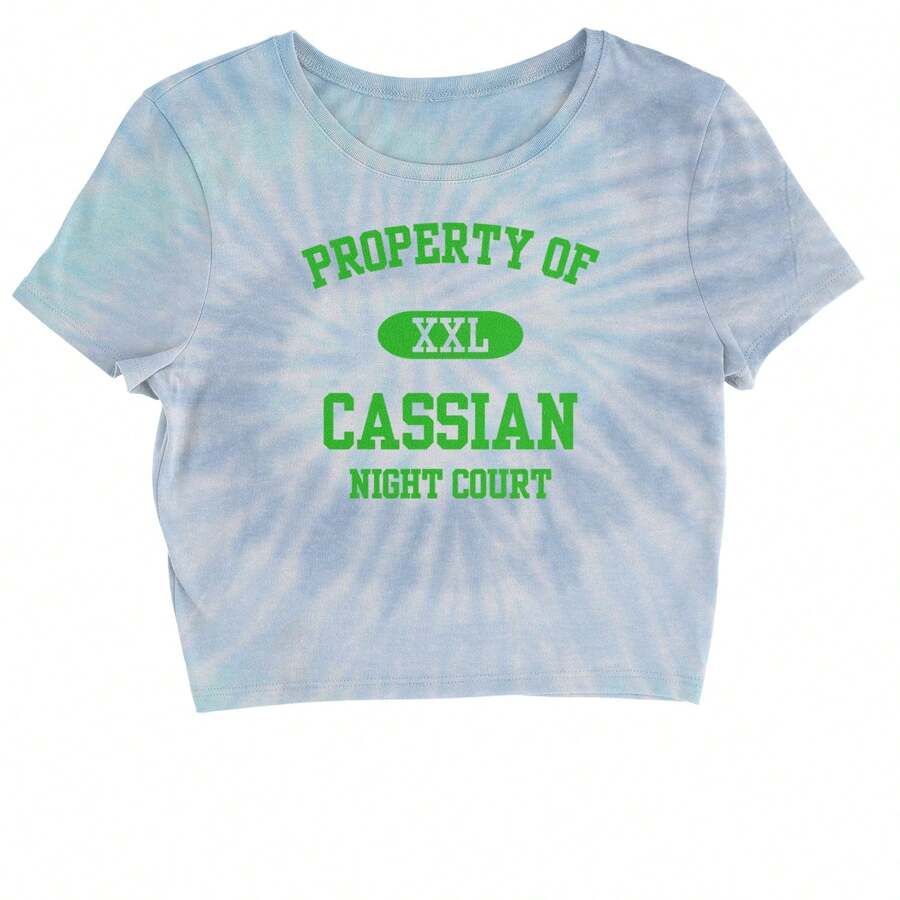 Property Of Cassian ACOTAR Cropped T-Shirt - Blue clouds - View 1