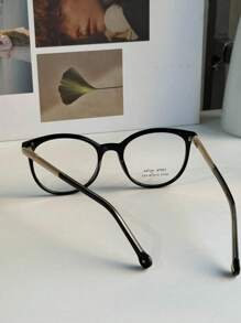 Clip-On 2-In-1 Women's Round Small Size Fashion Glasses Frame 6575 - 黑色 - 查看 6
