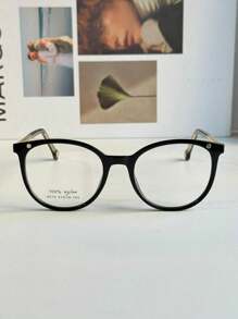 Clip-On 2-In-1 Women's Round Small Size Fashion Glasses Frame 6575 - 黑色 - 查看 4