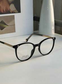 Clip-On 2-In-1 Women's Round Small Size Fashion Glasses Frame 6575 - 黑色 - 查看 5