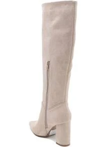 Women High Boot Made Of Suede Mid-Calf Boots - Beige - View 5