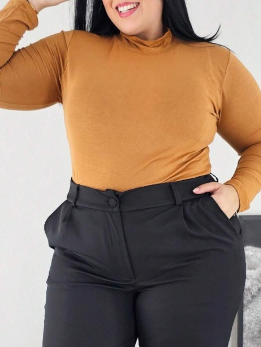 Plus Size Blouses - 芥末 - 查看 1