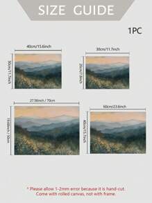 1 pieza Arte de impresión en lienzo de acuarela de montaña de humo y flor de primavera - Póster de paisaje de bosque sin marco, adecuado para decoración del hogar u oficina