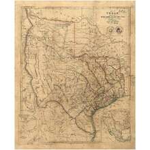 Vintage Imagery Antique 1841 Texas Wall Map Fine Art Print Vintage Historical Detail Custom Sizes - 彩色 - 查看 1