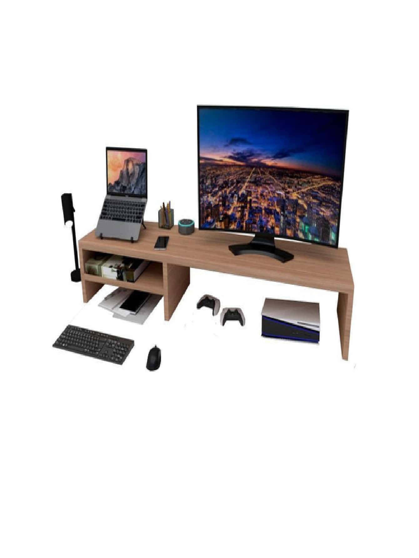 Support For Two Gaming Monitors Table Modern Home Office Setup | SHEIN USA