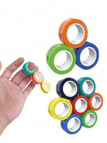 3 件装磁性指环旋转器，360 度旋转成人手指玩具，缓解压力的小工具 - 彩色 - 查看 3