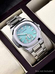1pc Men's Business Style Calendar Stainless Steel Quartz Wrist Watch, Waterproof Date Display Quartz Watch - Silver - View 9
