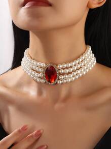 Bridal Bohemian Retro Multi-Layer White Faux Pearl Necklace & Earrings Jewelry Gift Set, Bride Long Faux Pearl Necklace, Personalized Women's Chunky Jewelry Gift Set, Prom Wedding Party Mother's Day Teacher's Day Gift, Jewelry For Women And Girls - Pearl Set - View 15