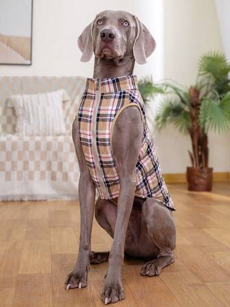 1 pieza Abrigo para mascota con estampado de cuadros