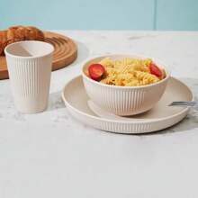 18pcs Dinnerware Sets Unbreakable Reusable Dinnerware Set Kitchen Cups Plates And Bowls Sets Dishwasher Microwave Sa-Fe Plates - 米色 - 查看 2