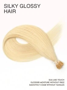 50pcs I-Tip Hair Extensions, Real Human Hair, 613 Natural Black Color, 14-22 Inch Straight Hair, Keratin I-Tip Invisible Hair Extensions - S613 - View 3