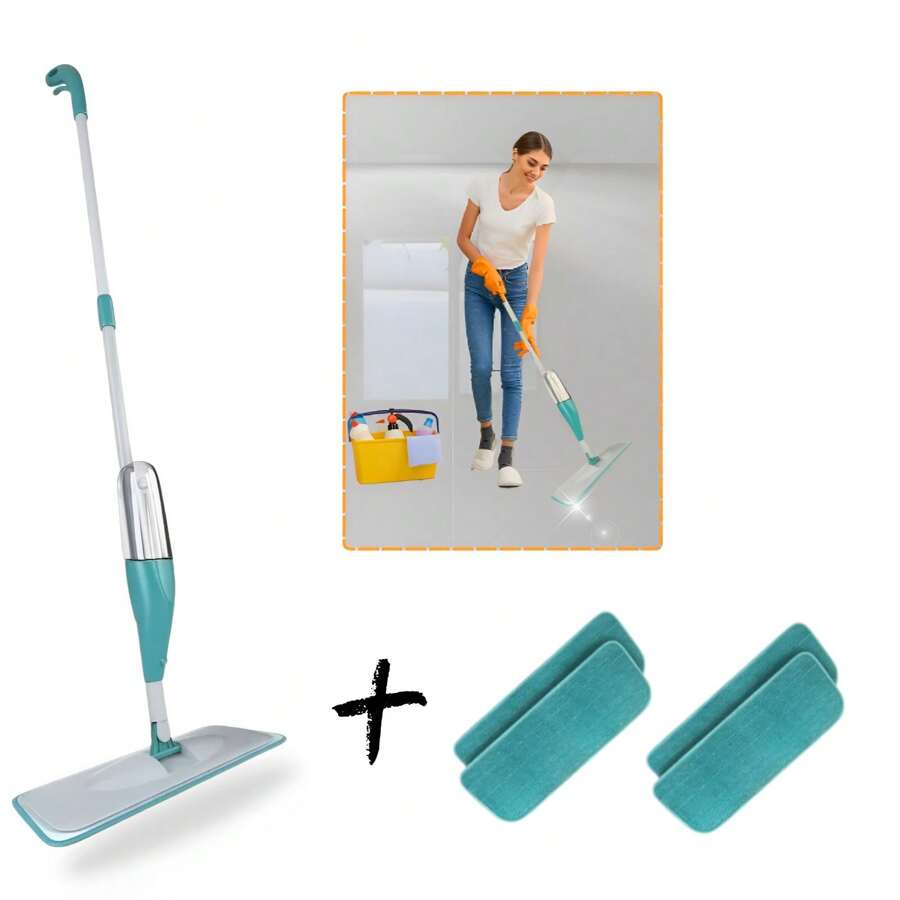 Bộ cây lau nhà phun sương Magic 3 trong 1 có bình chứa + bình thay thế hoàn chỉnh để vệ sinh 400ml - MOP + 4 REFI - Xem 1