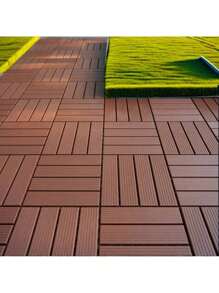 Plastic Interlocking Deck Tiles, 44 Pack, 12"X12" Waterproof All-Weather Patio Decking For Poolside, Balcony, Backyard, Bathroom, Easy To Install - 1 - View 2