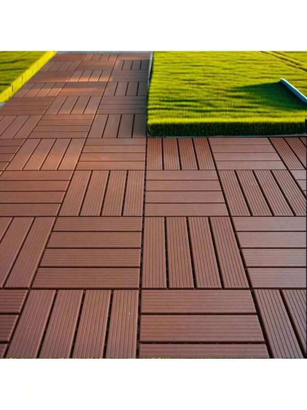 Plastic Interlocking Deck Tiles, 44 Pack, 12"X12" Waterproof All-Weather Patio Decking For Poolside, Balcony, Backyard, Bathroom, Easy To Install