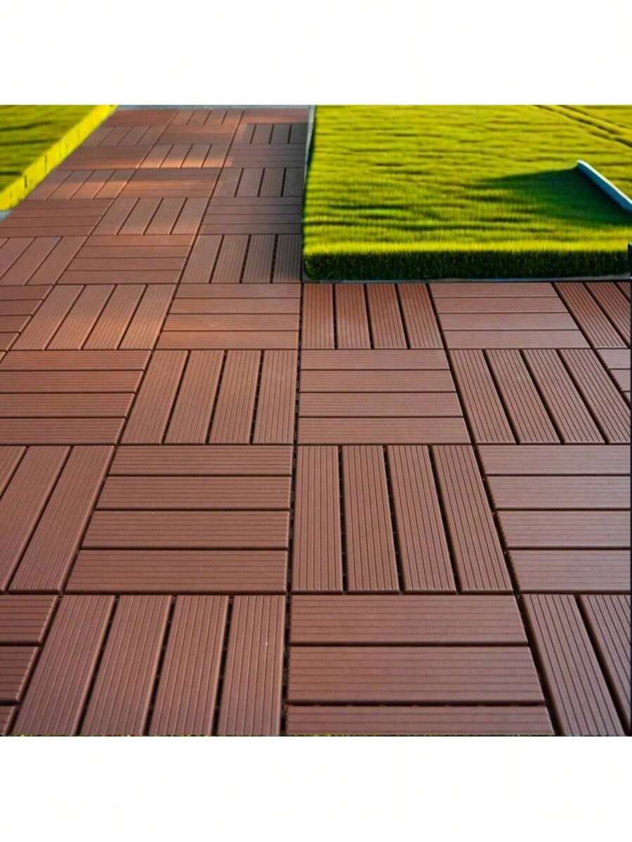 Plastic Interlocking Deck Tiles, 44 Pack, 12"X12" Waterproof All-Weather Patio Decking For Poolside, Balcony, Backyard, Bathroom, Easy To Install