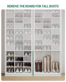 HaluPeit Shoe Storage Cabinet With Doors, 36 Pairs Free Standing Closet Organizer, 8.8" Widened Cell Wood Shoe Organizer, 12 Tiers Vertical Space Saving Shoe Rack For Entryway, Bedroom, Room Decor, White - 白色 - 查看 6