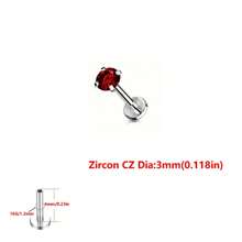 ADYJELY 1/5pcs Stainless Steel Hypoallergenic Inlaid Transparent CZ Lip Nails Nose Rings Studs 16G Internally Threaded Labret Medusa Lip Studs Conch Tragus Earrings Studs Red Pink Blue Black 3mm 4mm 5mm Piercing Jewelry Decoration For Women And Men