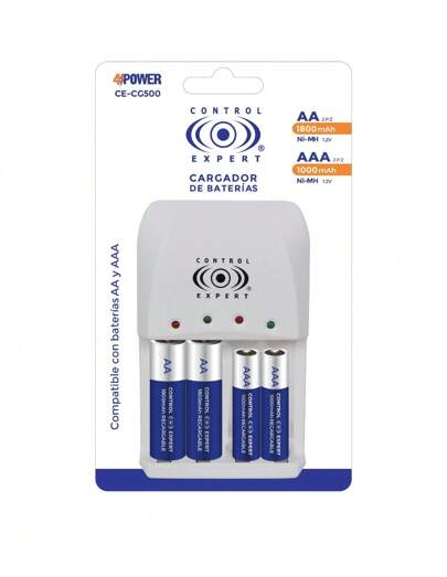 Cargador De Pilas Aa Y Aaa Control Expert Incluye 4 Pilas