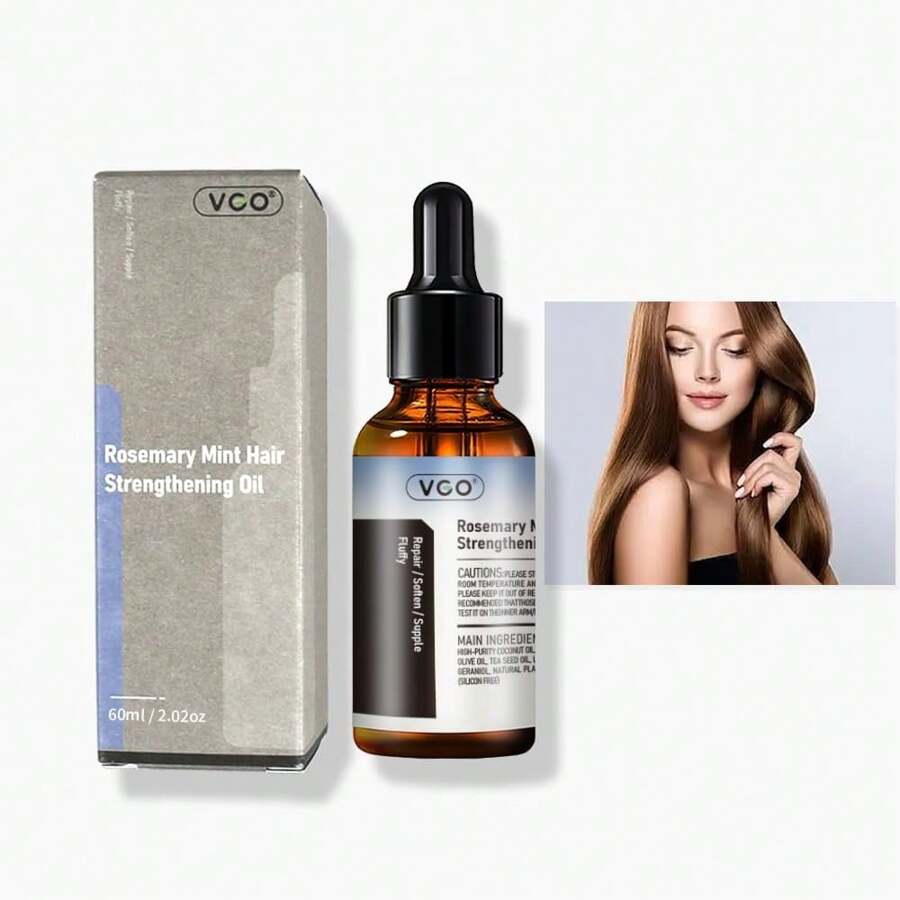 VGO Rosemary Mint Hair Strengthening & Essential Oils For Split Ends And Dry Scalp For All Hair Types, 60ml / 2.02oz
