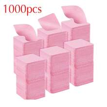 Lint Free Nail Wipes, 1000pcs/500pcs/200PCS/100pcs Nail Supplies Nail Polish Remover Wipes, Super Absorbent Soft Nail Wipes For Fingernail Polish Remover And Eyelash Extension Wipes For Nail Art Pink