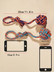 1pc Random Color Pet Chew Rope With Handle Ball, Suitable For Small Pets Under 5kg, Ball Diameter 6cm - Multicolor - View 6