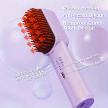 Mini Portable Cordless Hair Straightener Hot Comb Hair Straightener Negative Ion 3 Temperature Settings, Instant Heat, Heat Safety - Portable Perfect For Home, Travel, Perfect Gift For Women - 紅色 - 查看 3